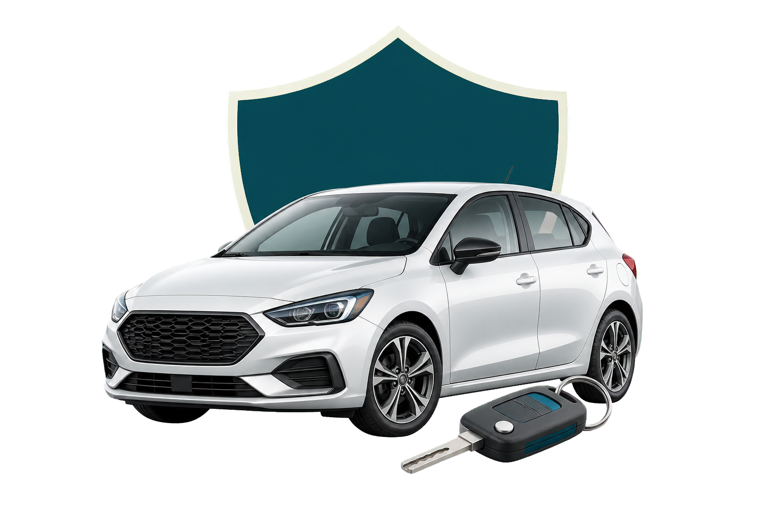 Carro protegido por escudo e chave de segurança